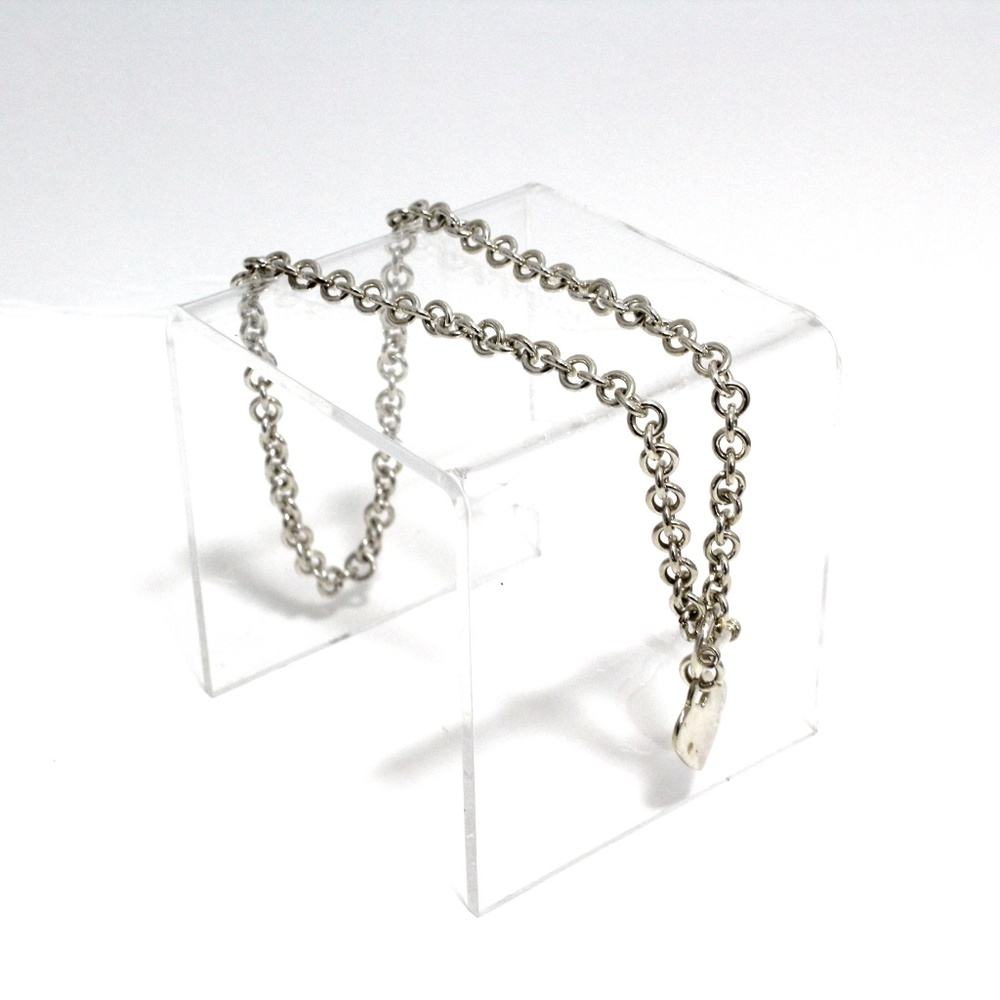 925 Sterling Silver Love Solid Pendant Necklace - Picture 2 of 2